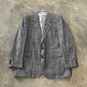 Vintage Seville Tailors Blazer Jacket Mens 42 Gray Royal 70s Blue Accent Silk